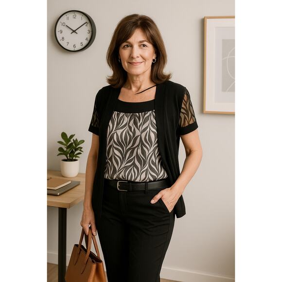 Ann Taylor Loft Zebra Print Sheer Blouse Sz 6 Square Neck Career Romantic - Picture 2 of 9